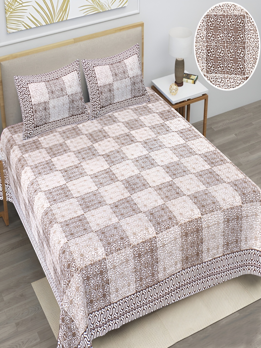 

Runjhun Blue Floral 180 TC Queen Bedsheet with 2 Pillow Covers
