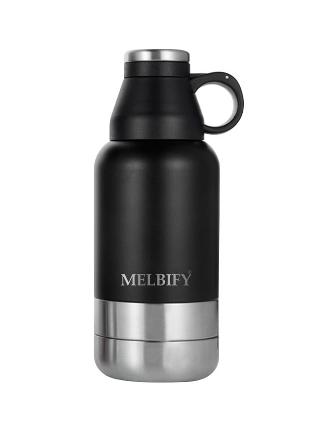 

MELBIFY Black & Silver-Toned Stainless Steel Double Wall Vacuum Water Bottle 1 L