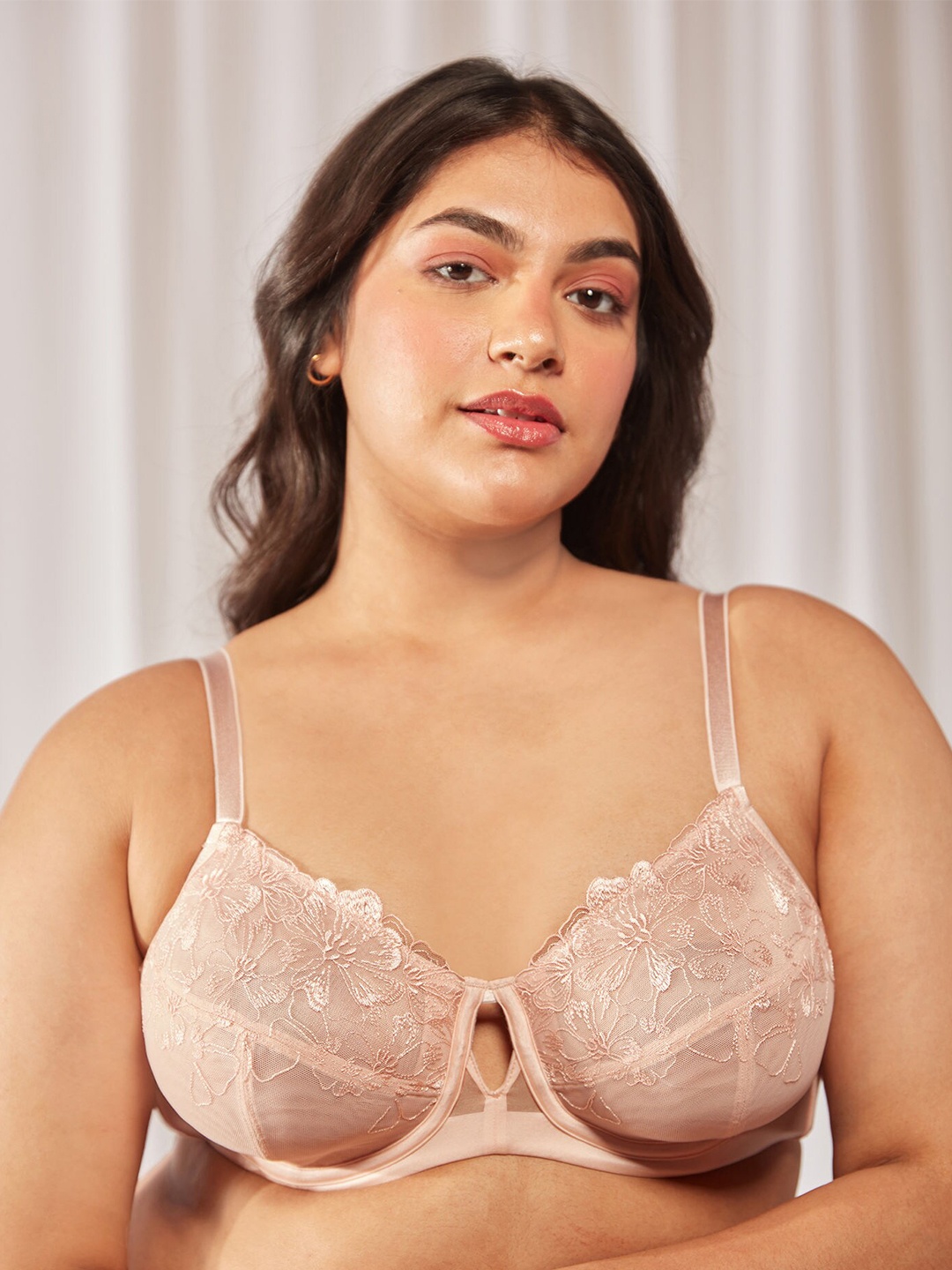 

Nykd Floral Self Design Half Coverage Everyday Bra with All Day Comfort, Peach