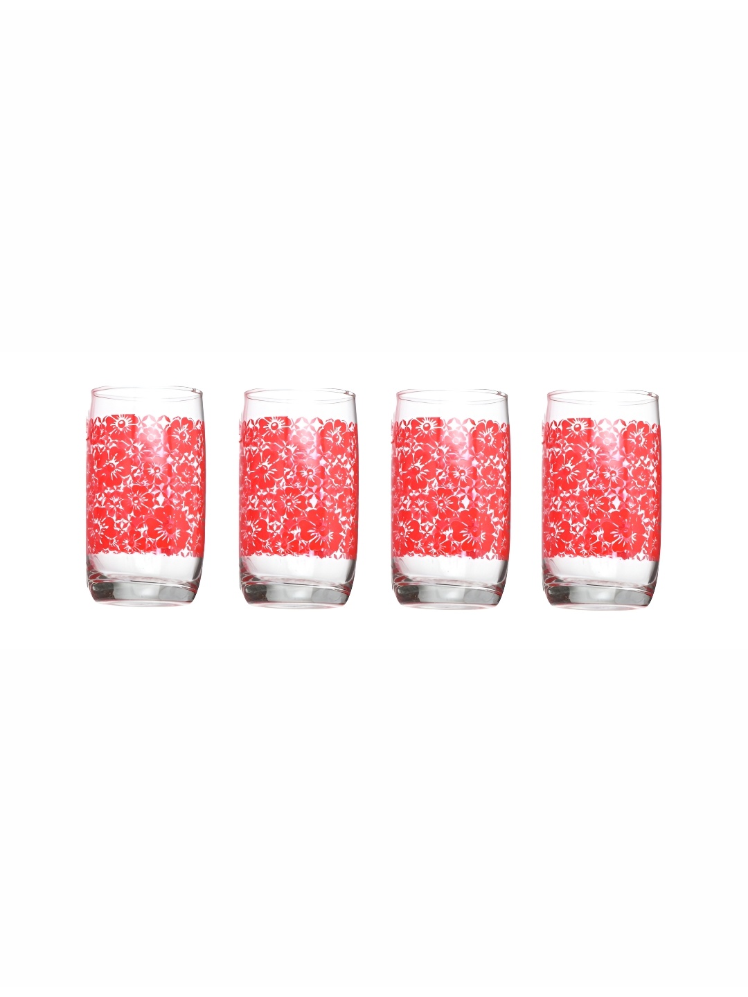 

Afast Transparent 4 Pieces Floral Printed Glass Juice Glasses 280 ml