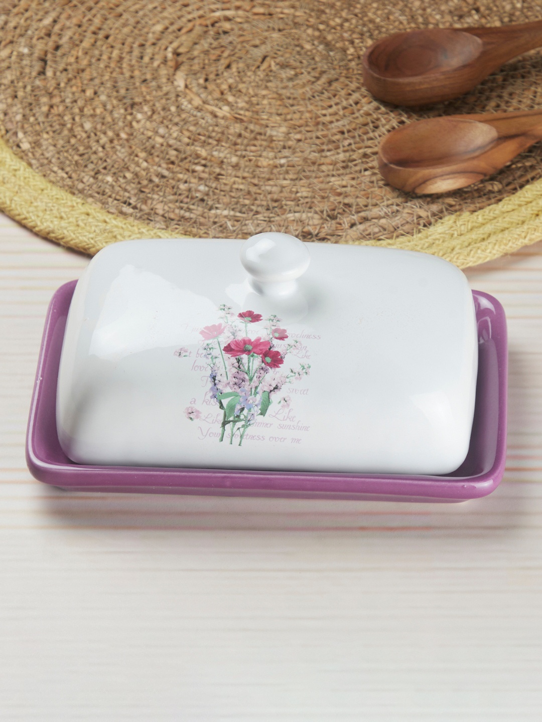 

Kookee Purple Ceramic Butter Dish Tray with Lid