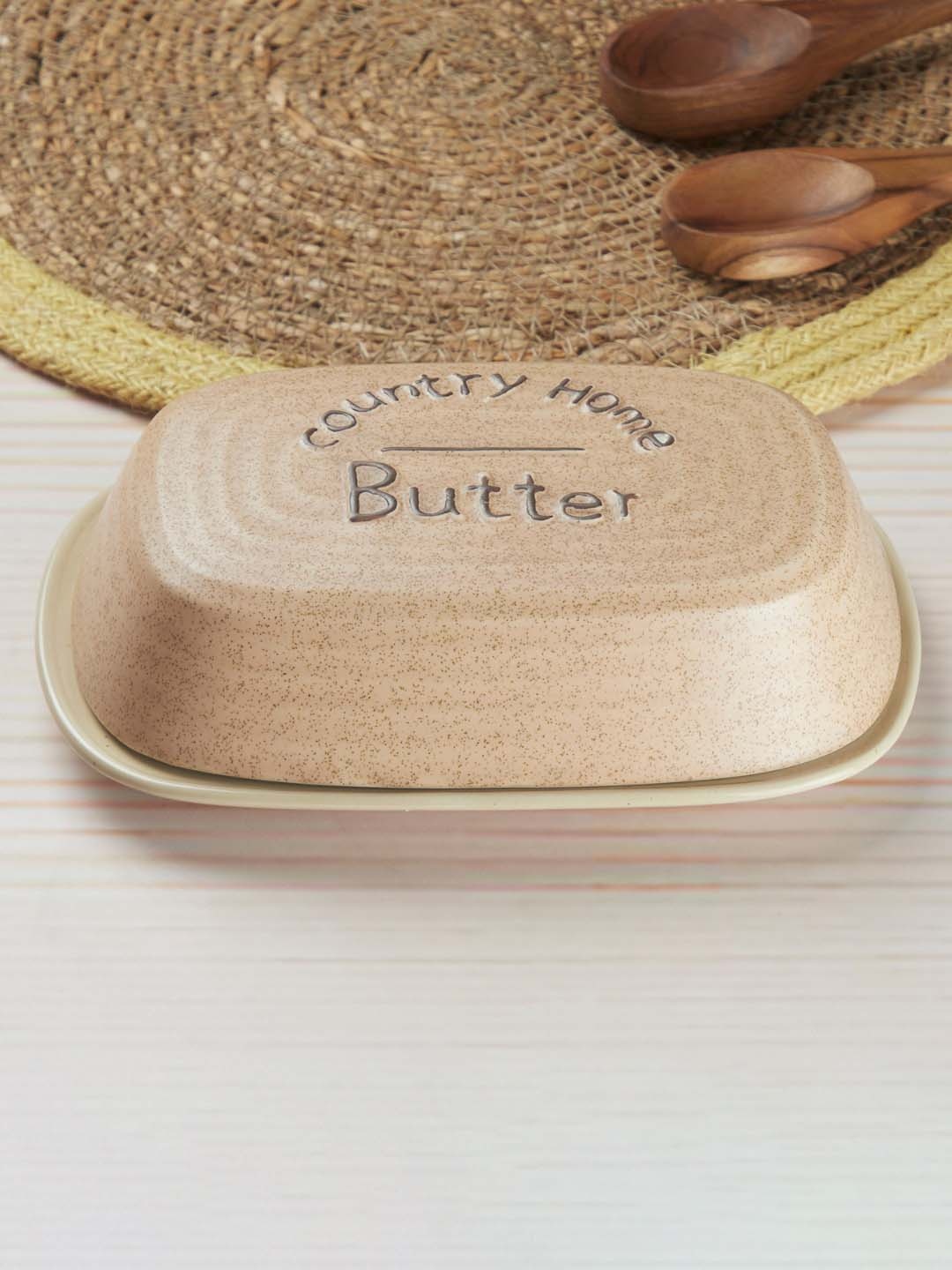 

Kookee Beige Ceramic Butter Dish Tray with Lid