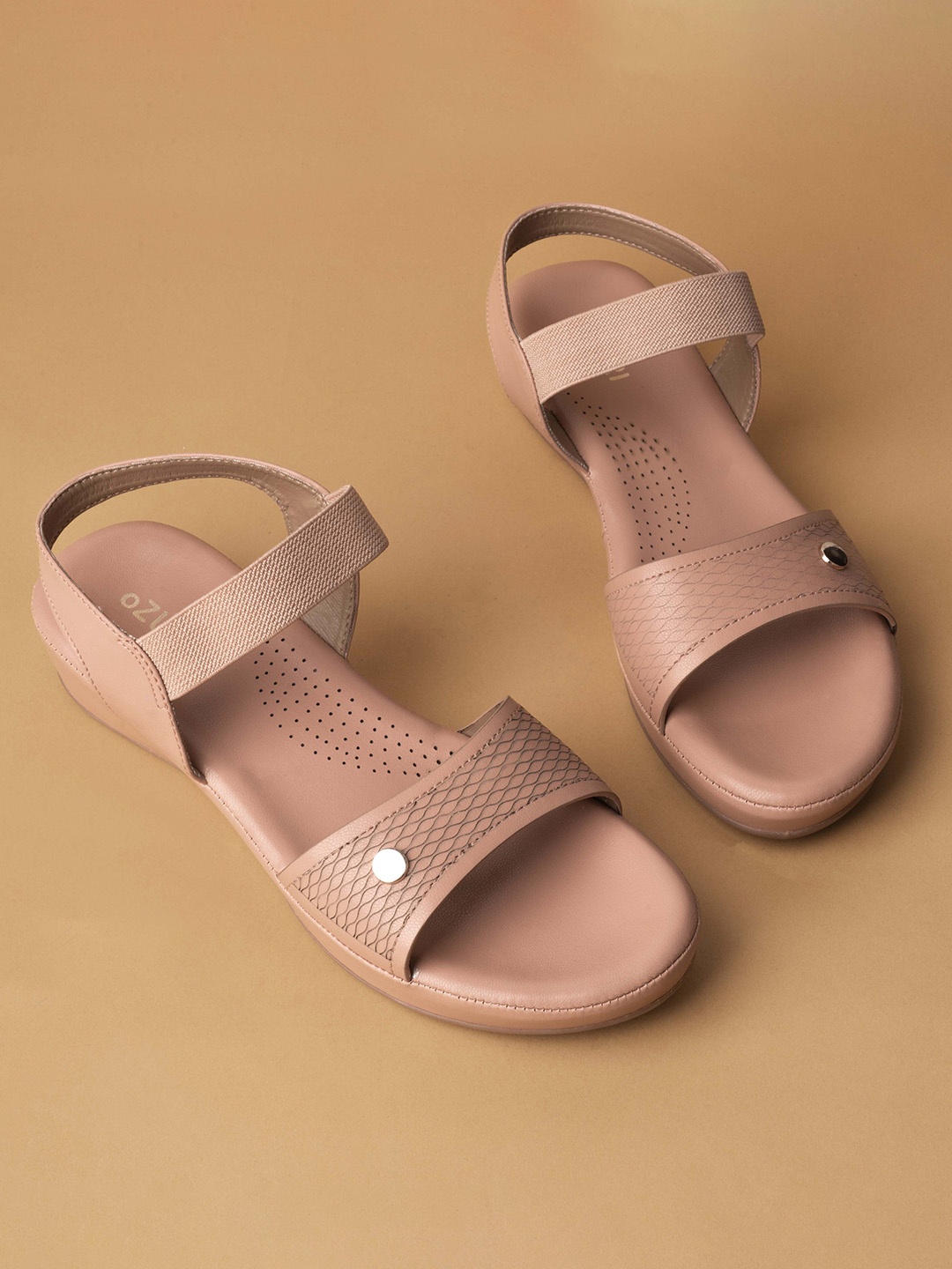 

Ozuri Textured Open Toe Flats, Peach