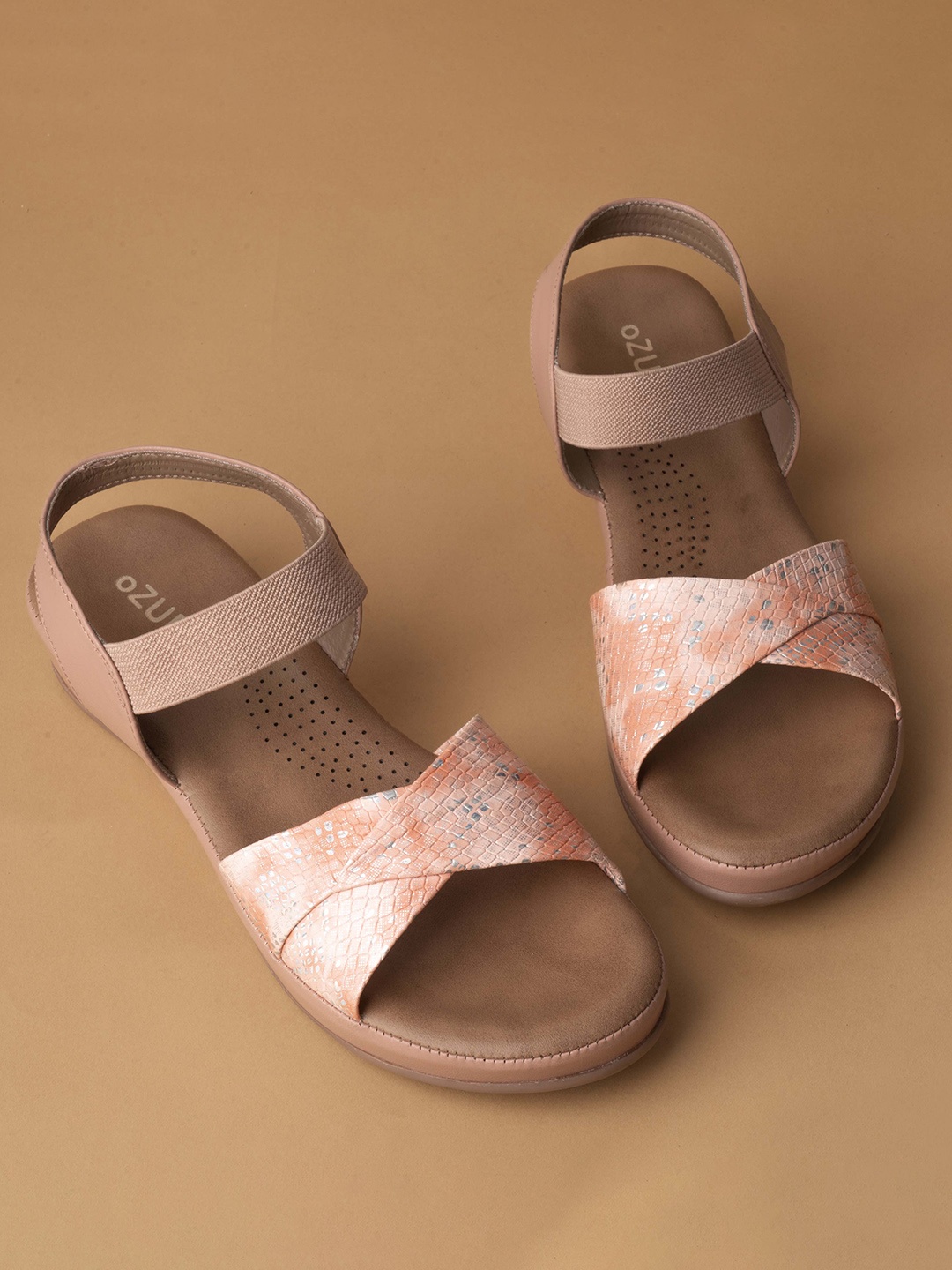 

Ozuri Textured Open Toe Flats, Peach