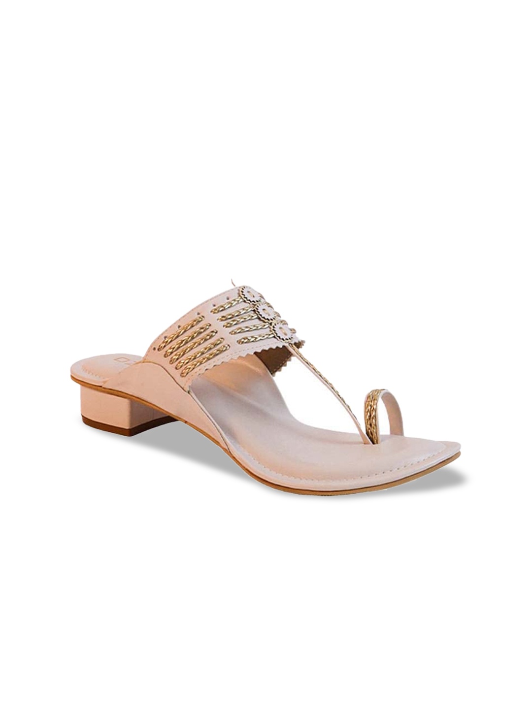 

Ozuri Textured One Toe Block Heels, Beige