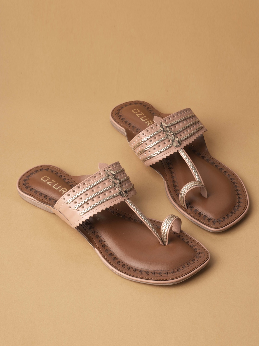 

Ozuri Textured One Toe Flats, Peach