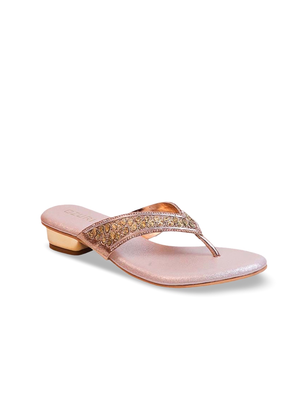 

Ozuri Embellished Open Toe Block Heels, Rose gold