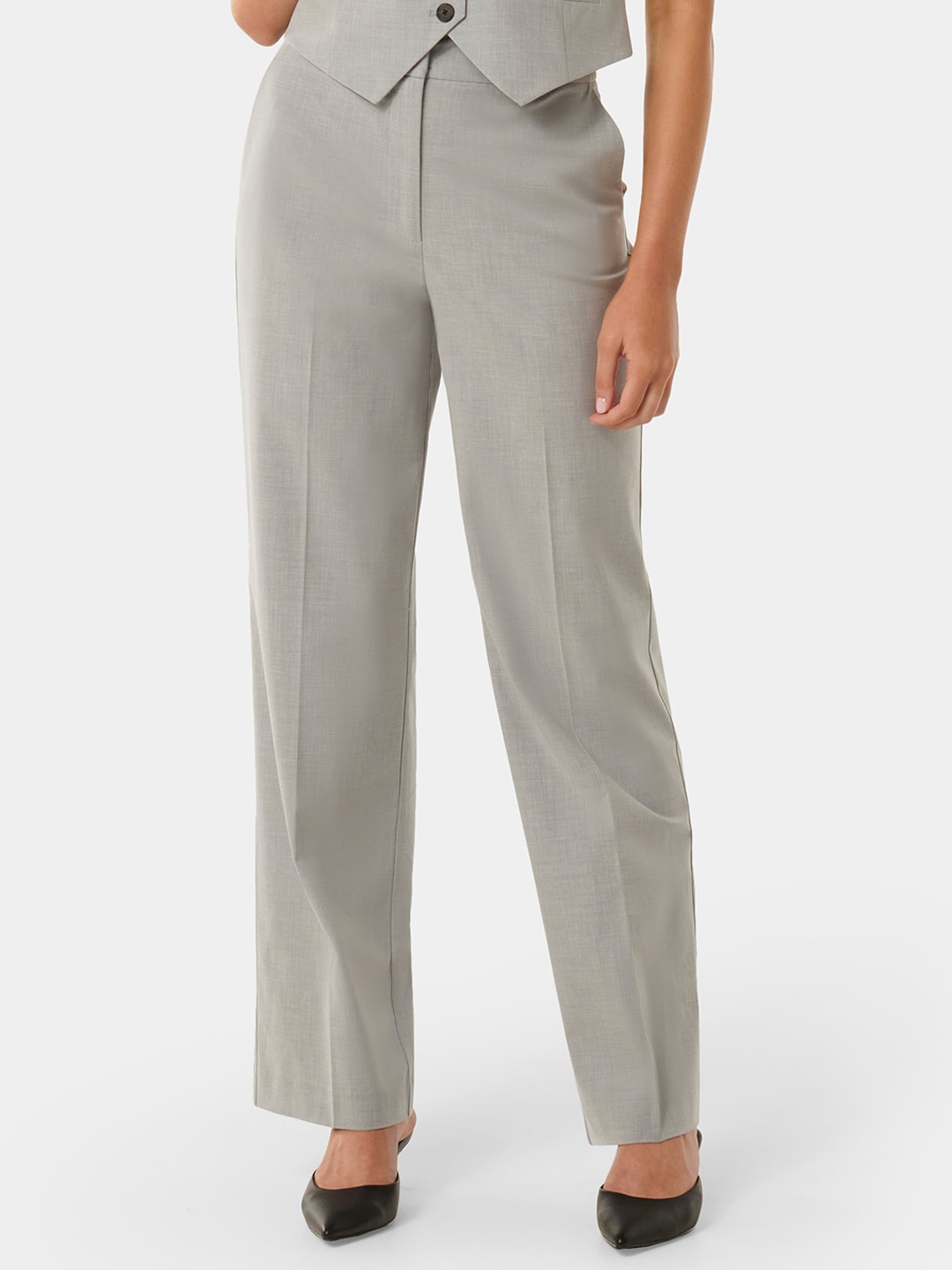 

Forever New Women Tailored Straight Fit High-Rise Trouser, Grey