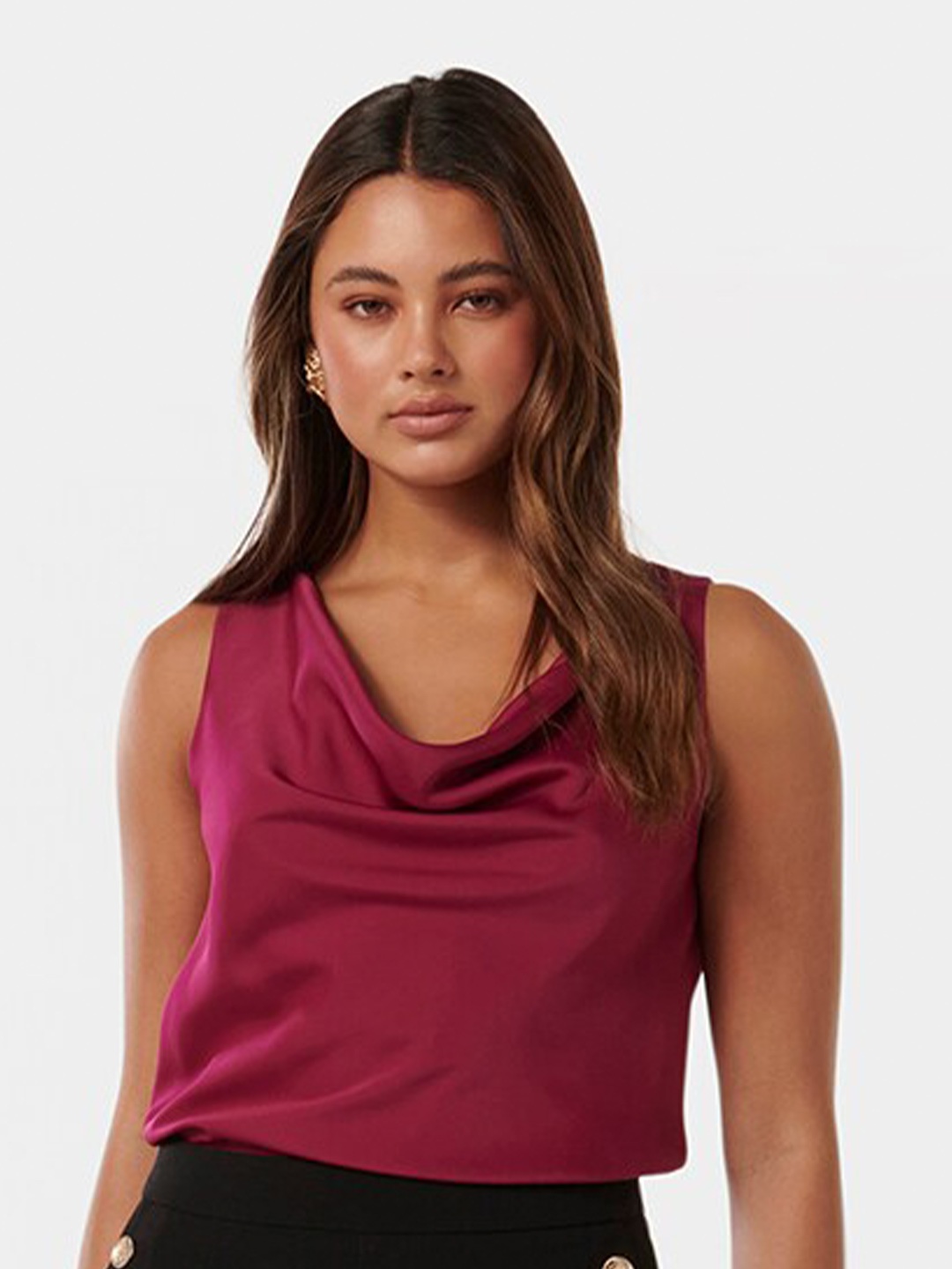 

Forever New Cowl Neck Regular Top, Magenta