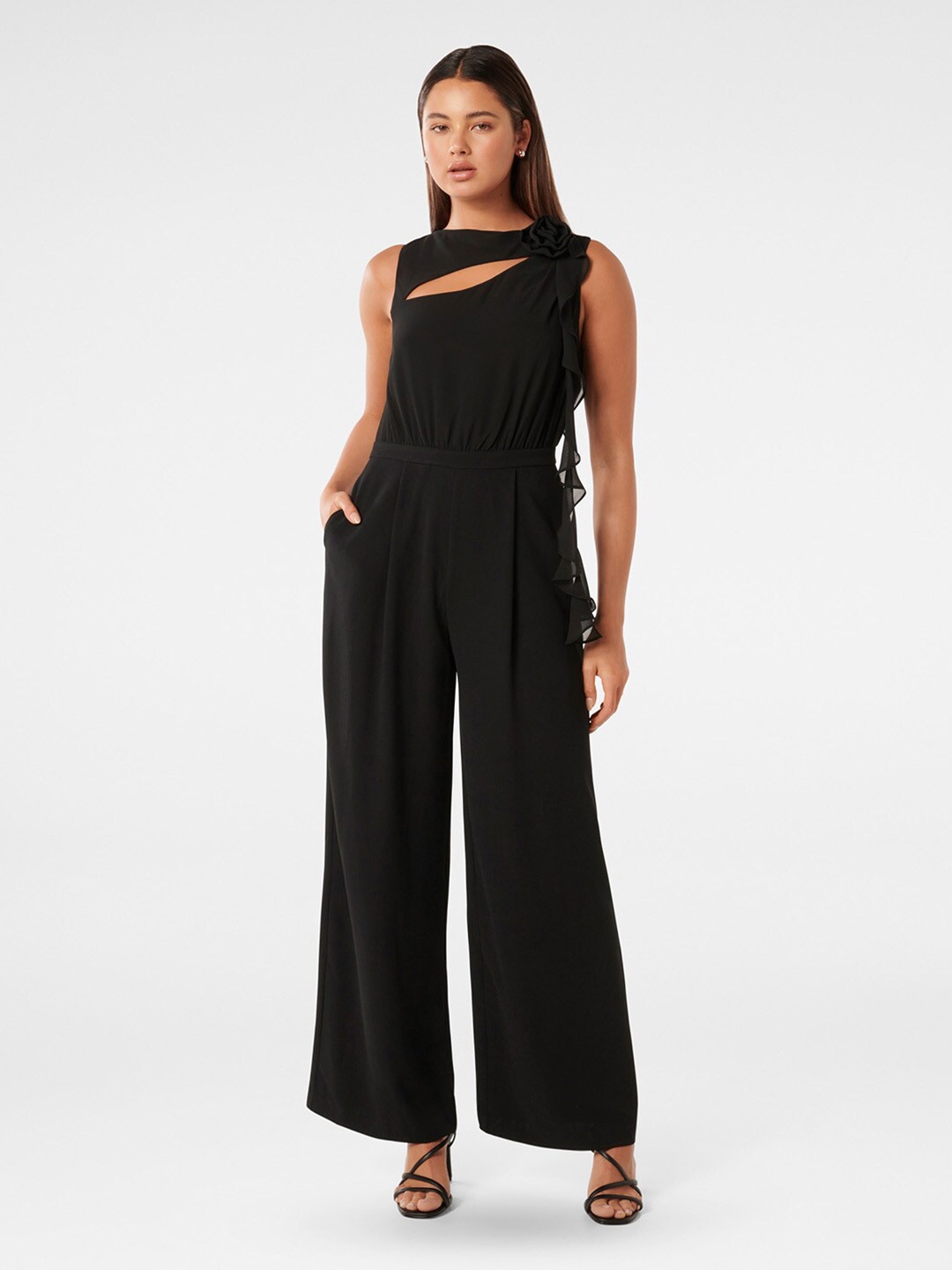 

Forever New Sleeveless Waist Tie-Ups Detail Basic Jumpsuit, Black