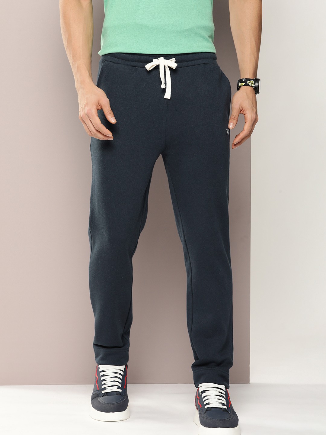 

Kook N Keech Men Solid Slim Fit Track Pants, Navy blue