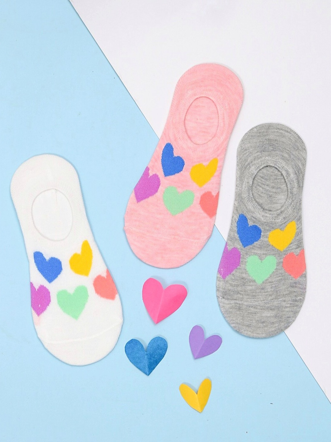 

Yellow Bee Girls Pack Of 3 Patterned Cotton Shoe Liners Socks, Pink