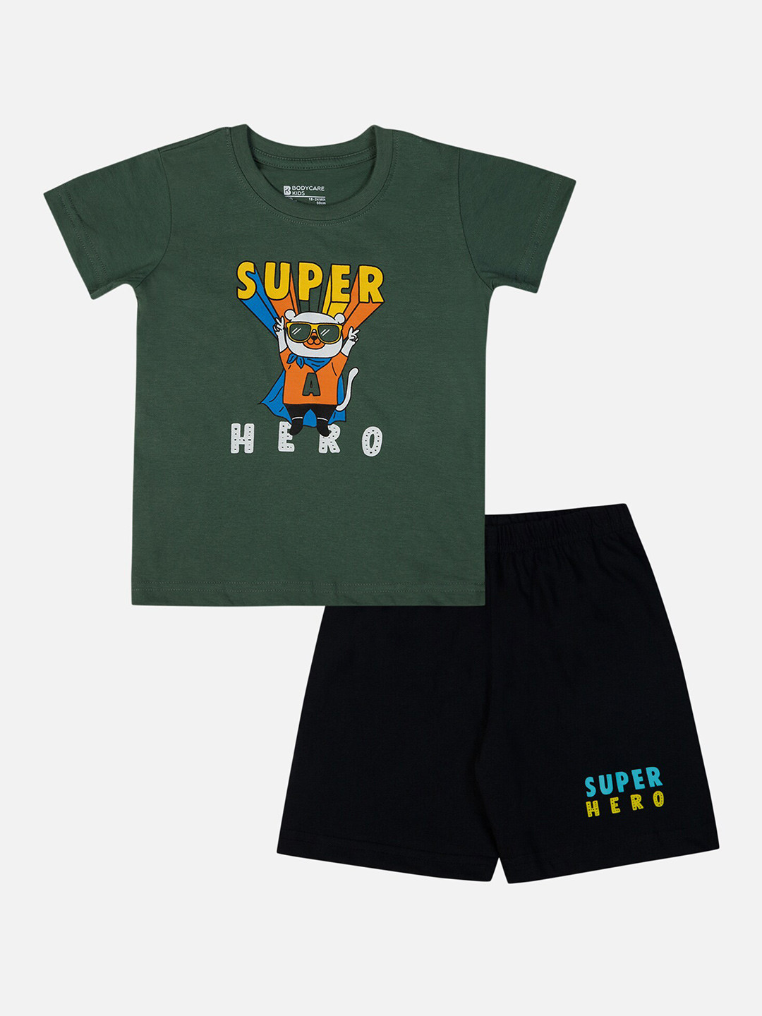 

Bodycare Kids Boys Printed T-shirt with Shorts, Green