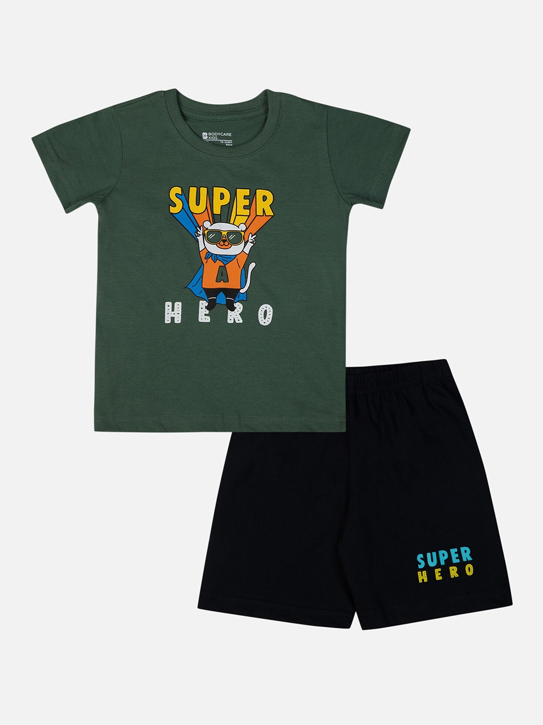 

Bodycare Kids Boys Printed T-shirt with Shorts, Green