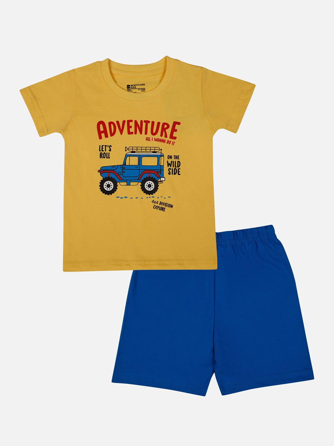 

Bodycare Kids Infant Boys Typography Printed T-shirt With Shorts, Yellow