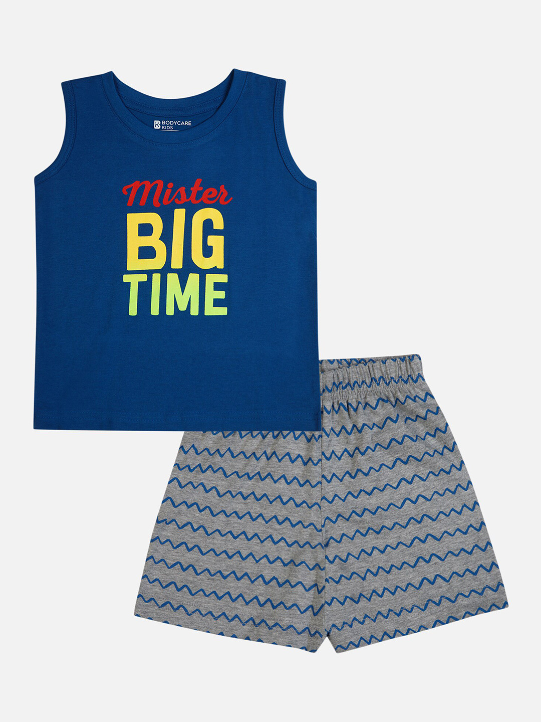

Bodycare Kids Infant Boys Typography Printed Sleeveless T-shirt With Shorts, Navy blue