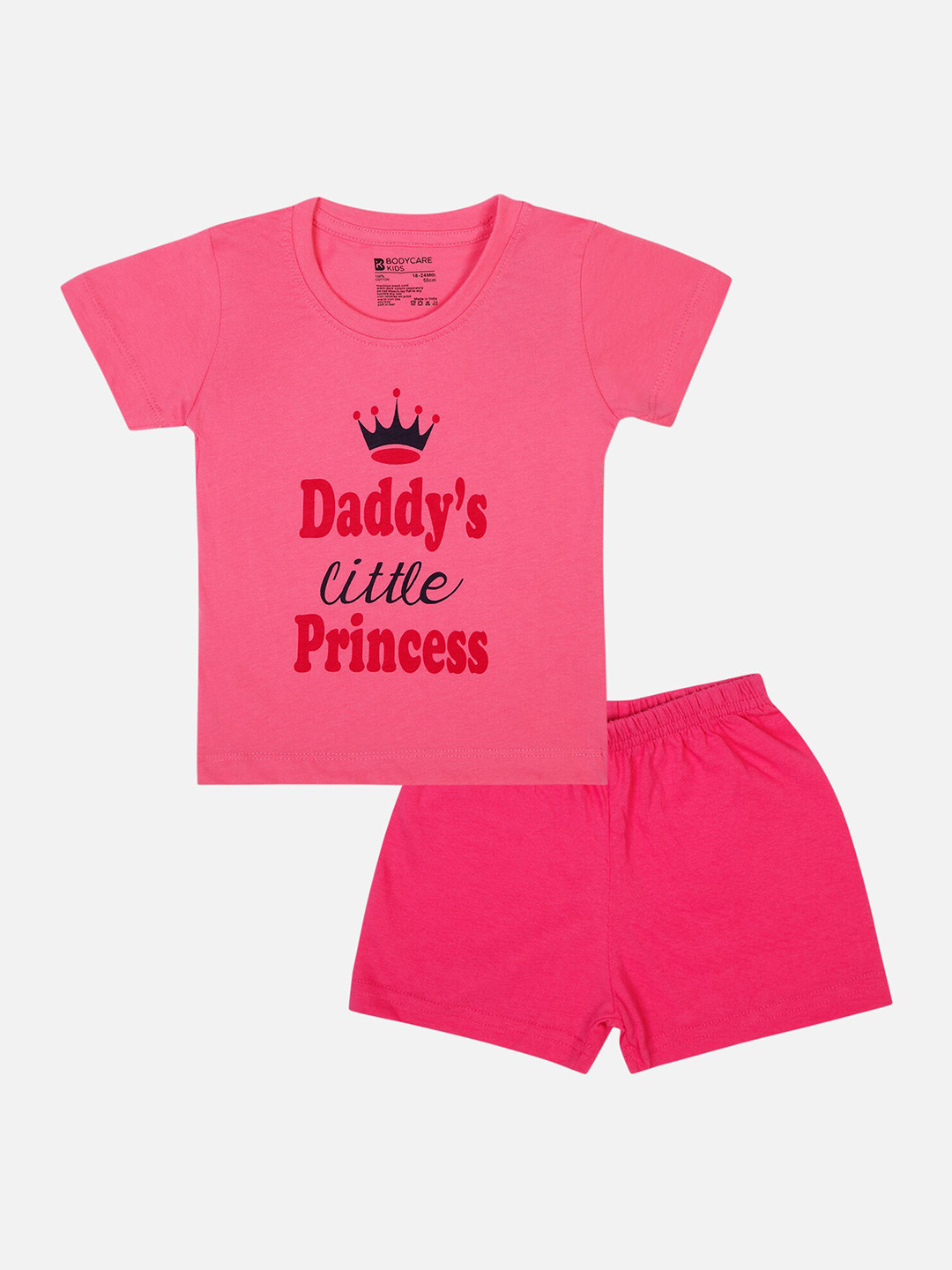 

Bodycare Kids Girls Printed T-shirt With Shorts, Pink
