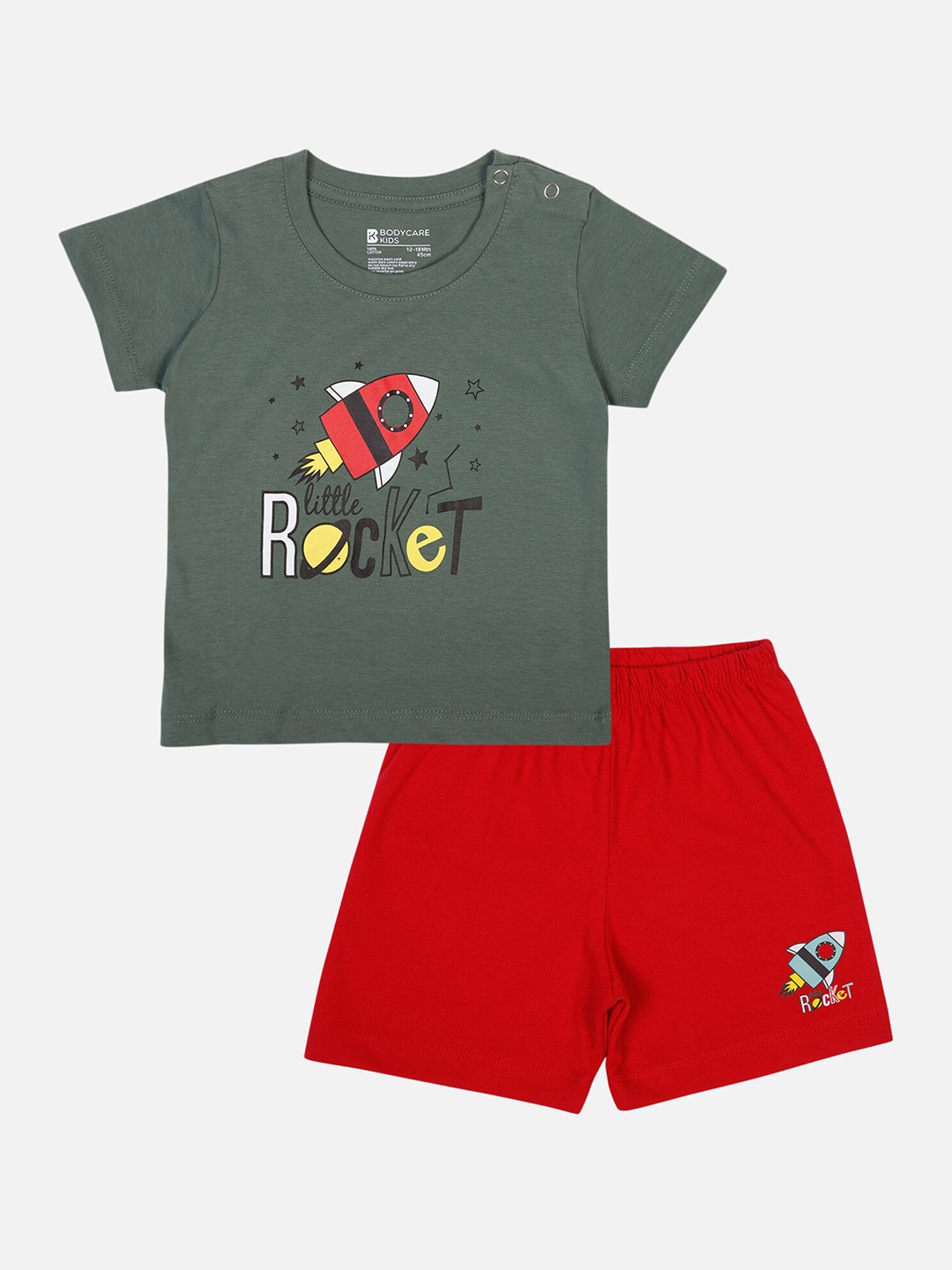 

Bodycare Kids Boys Printed T-shirt With Shorts, Green