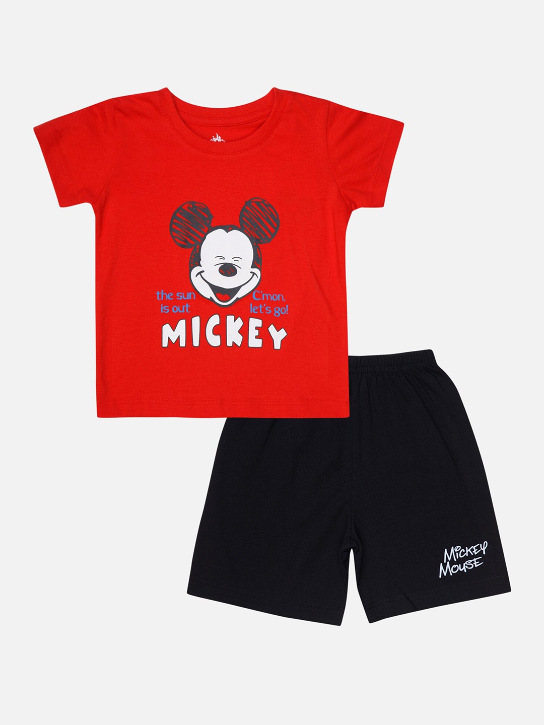 

Bodycare Kids Boys Mickey & Friends Printed T-shirt With Shorts, Red