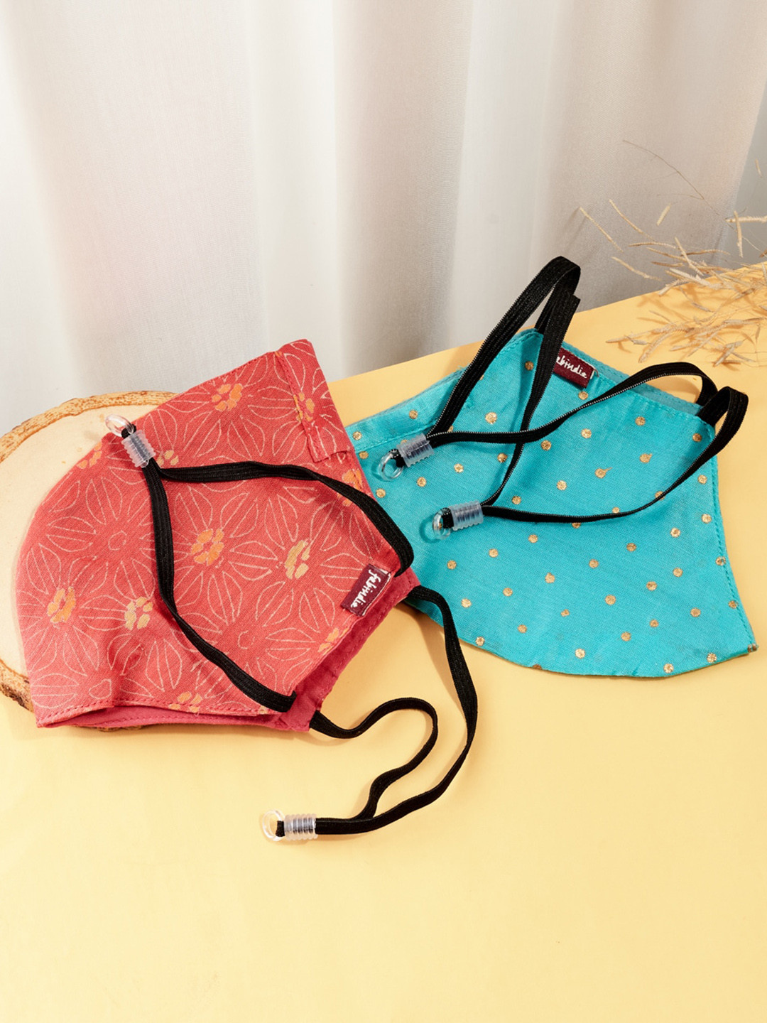 

Fabindia Pack Of 2 Printed Non-Surgical Outdoor Masks, Red