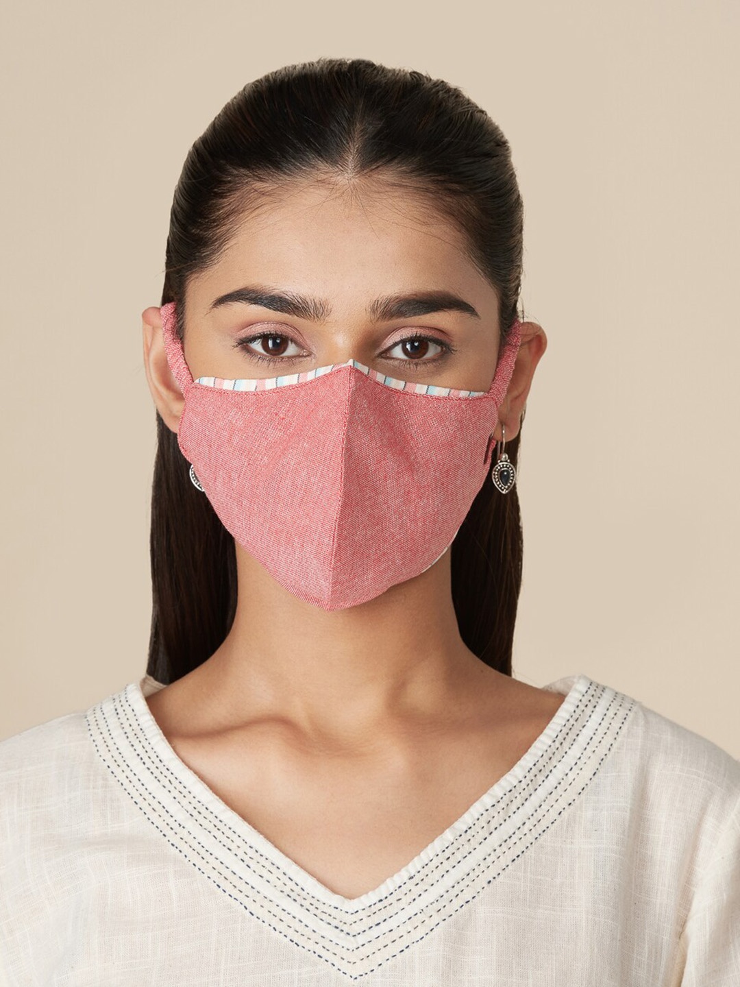 

Fabindia Fabric Adjustable Non Surgical Mask, Pink