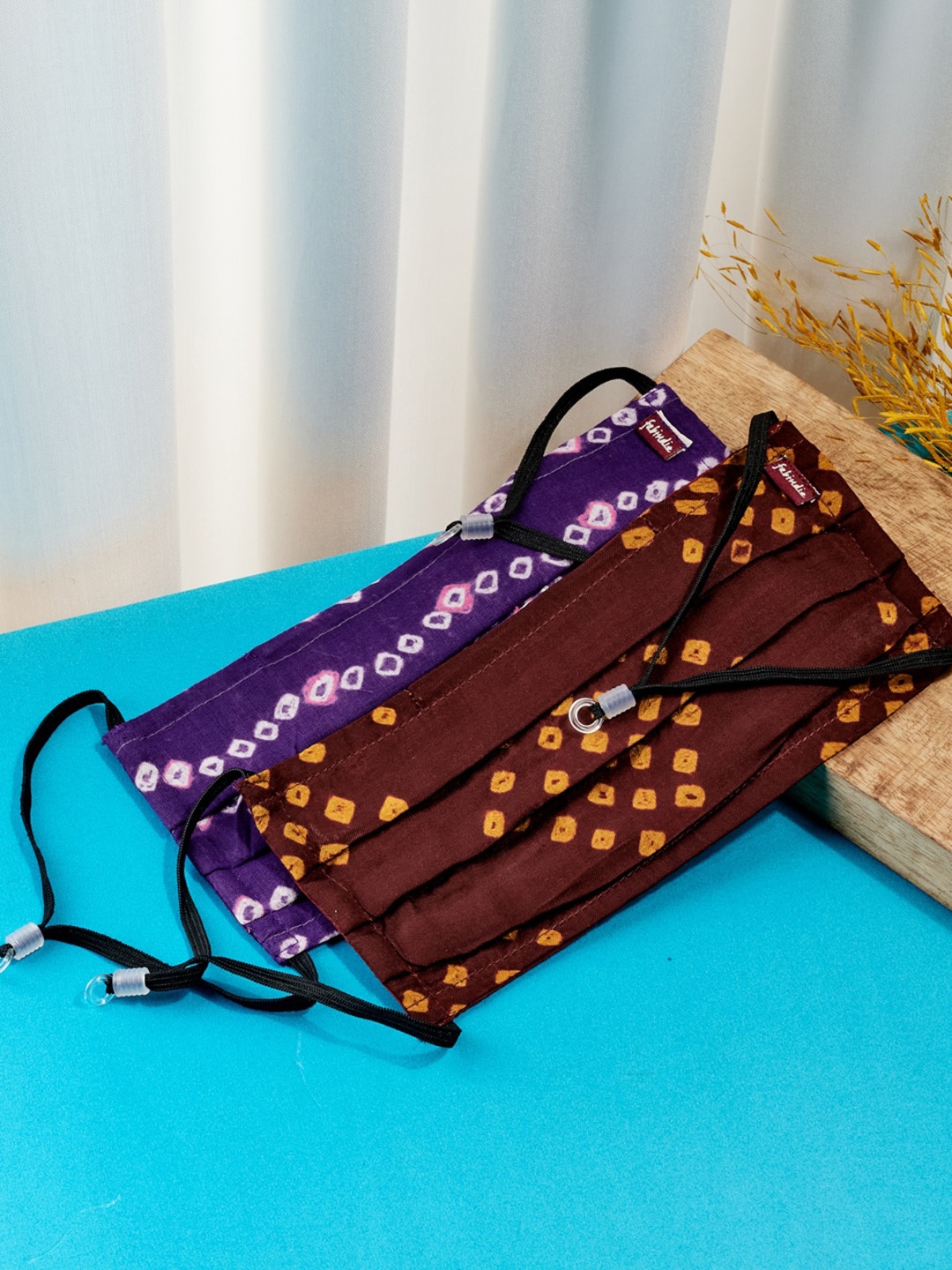 

Fabindia Set Of 2 Printed Adjustable Cotton Non Surgical Masks, Purple