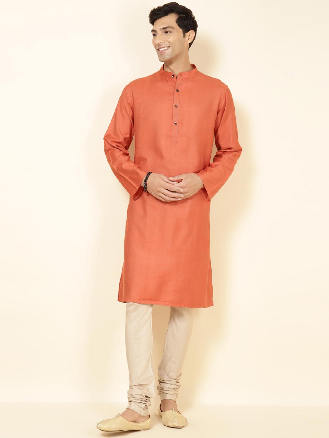 

Fabindia Ethnic Mandarin Collar Long Kurta, Orange