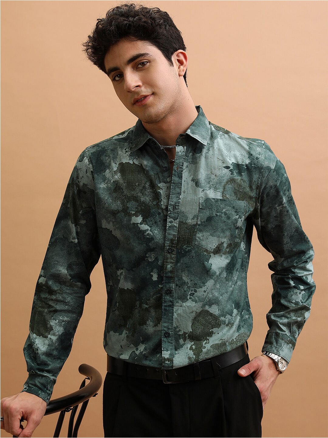 

Highlander Men All Over Printed Slim Fit Shirt, Green