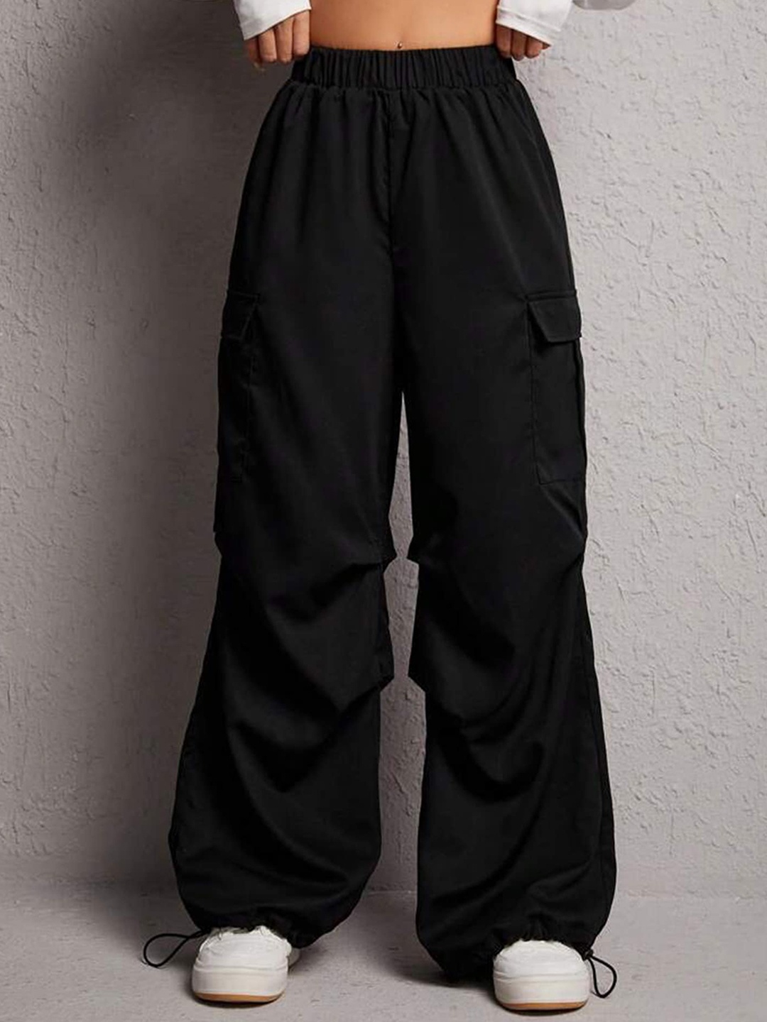 

TABADTOD Women Relaxed High-Rise Loose Fit Trousers, Black