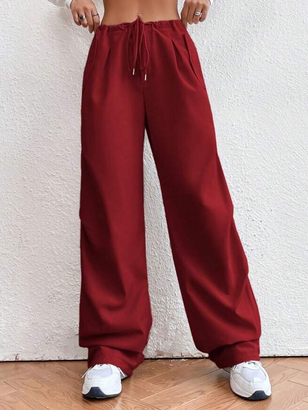 

TABADTOD Women Relaxed Loose Fit Trousers, Maroon