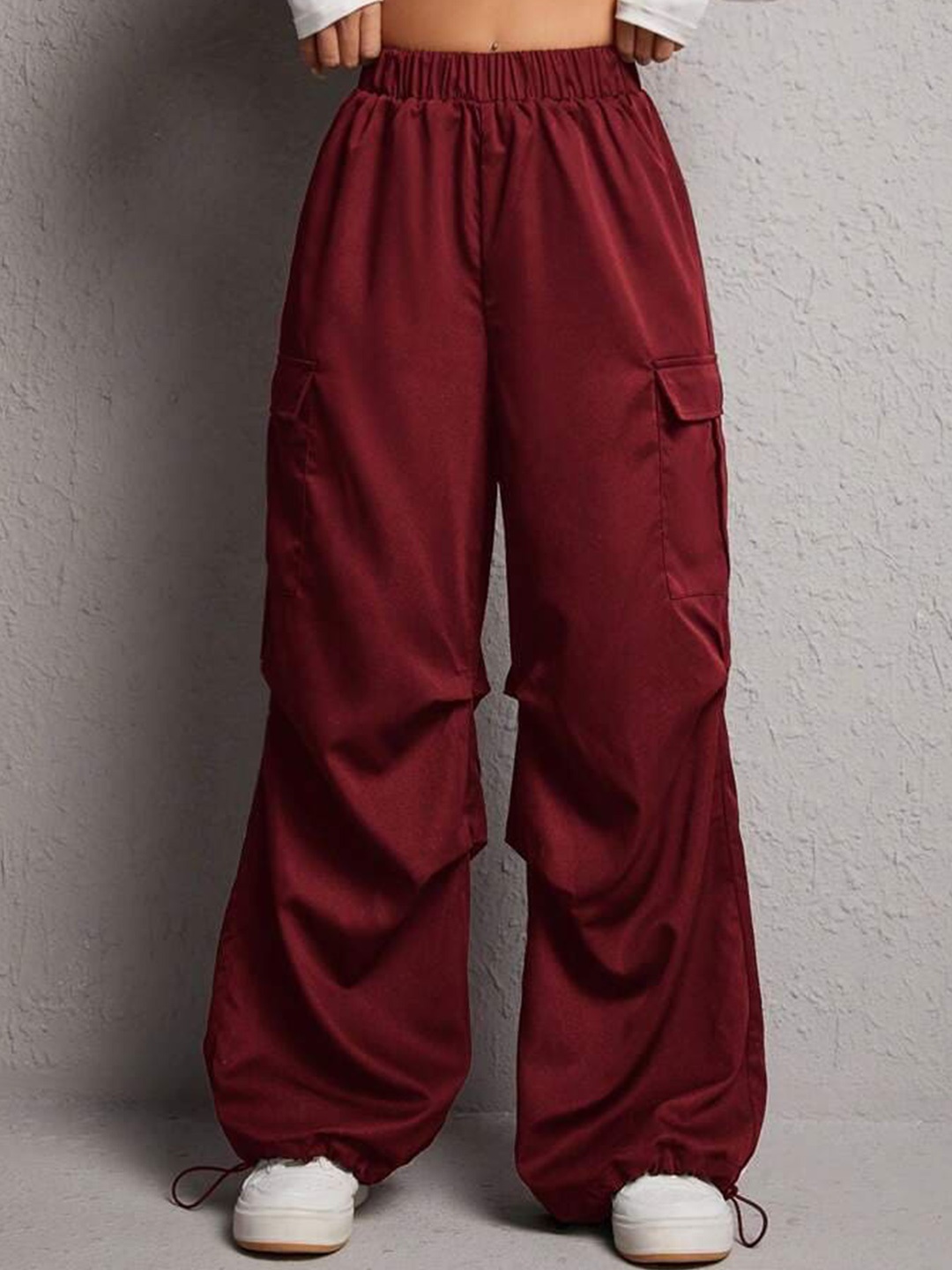 

TABADTOD Women Relaxed Loose Fit Trousers, Maroon