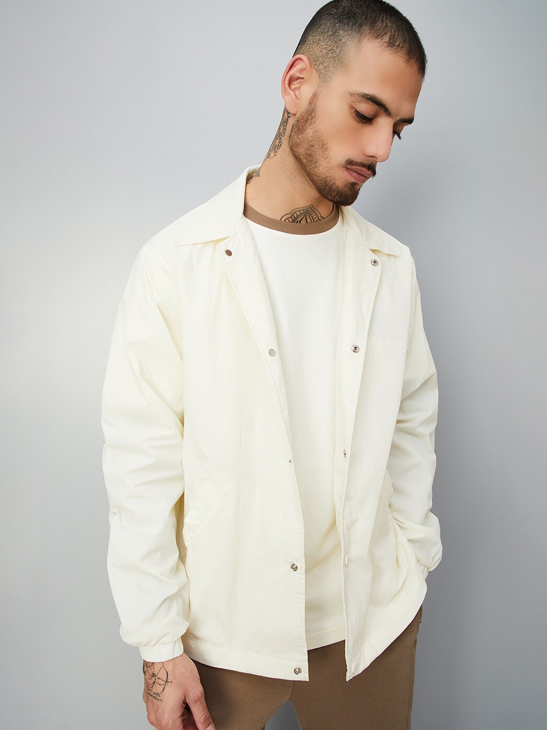

max Spread Collar Bomber Jacket, Beige