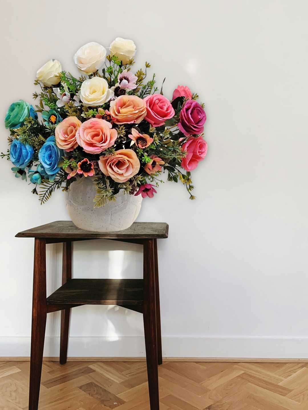 

ARTSY Pink Blue 4 Pieces Artificial Rose Flowers Bunch