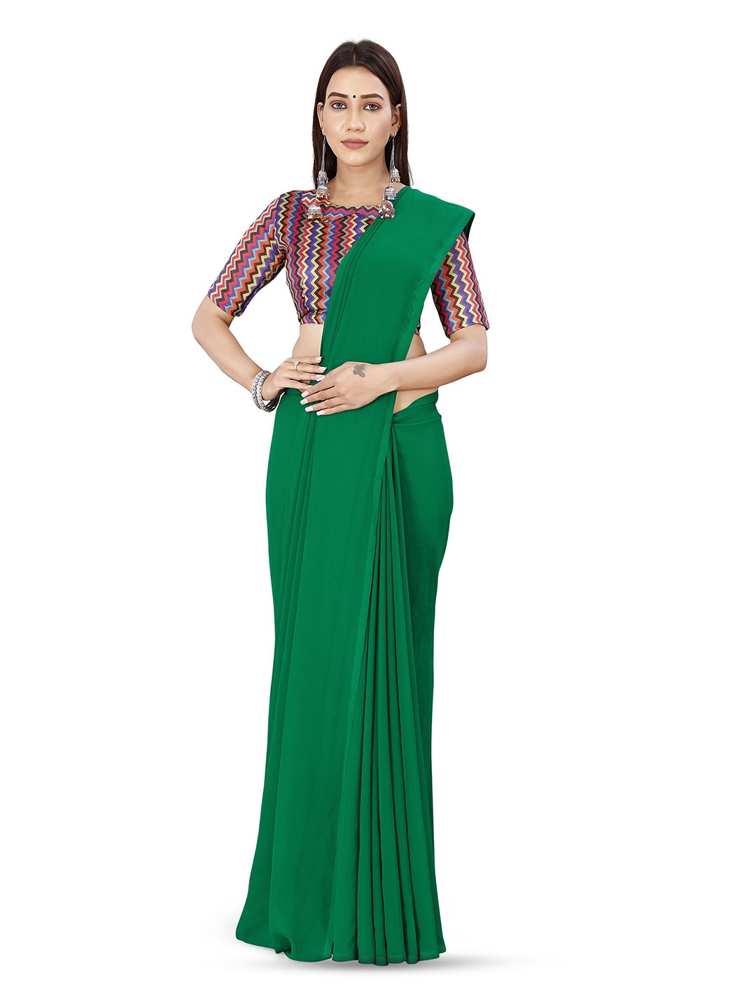 

ANAND SAREES Poly Georgette Saree, Green
