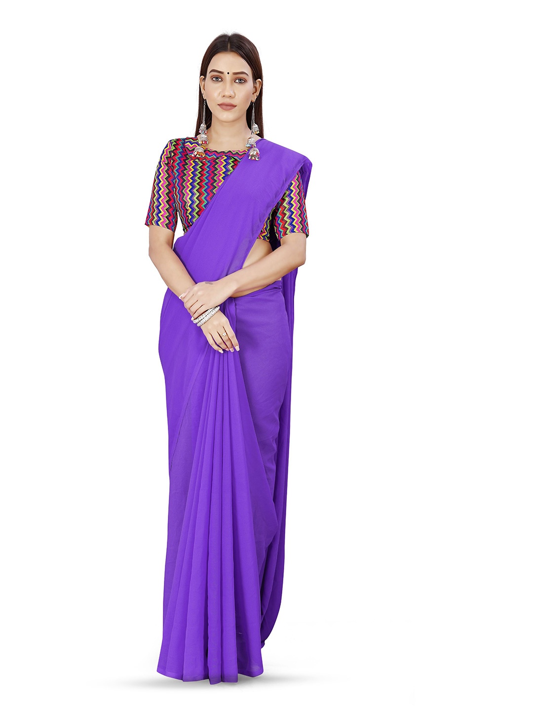 

ANAND SAREES Poly Georgette Saree, Purple
