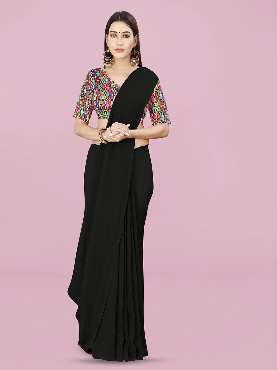 

ANAND SAREES Georgette Saree, Black