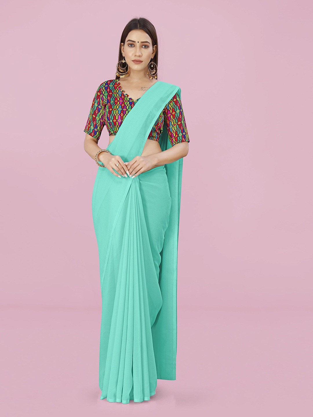 

ANAND SAREES Solid Saree, Blue