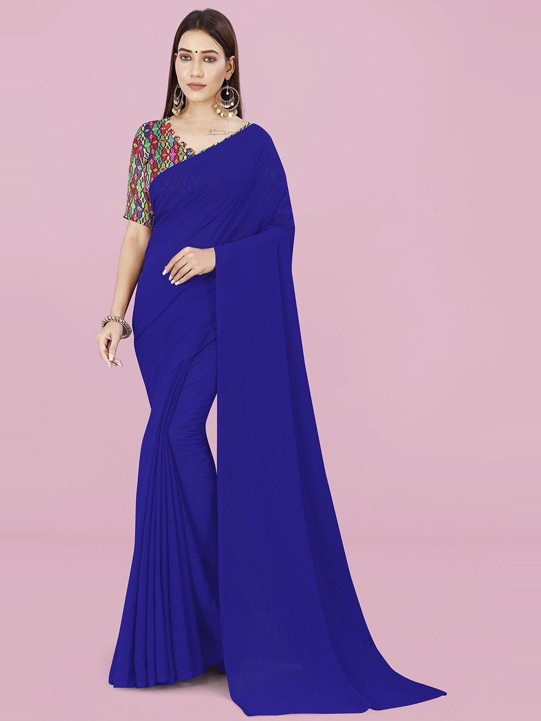 

ANAND SAREES Solid Saree, Blue