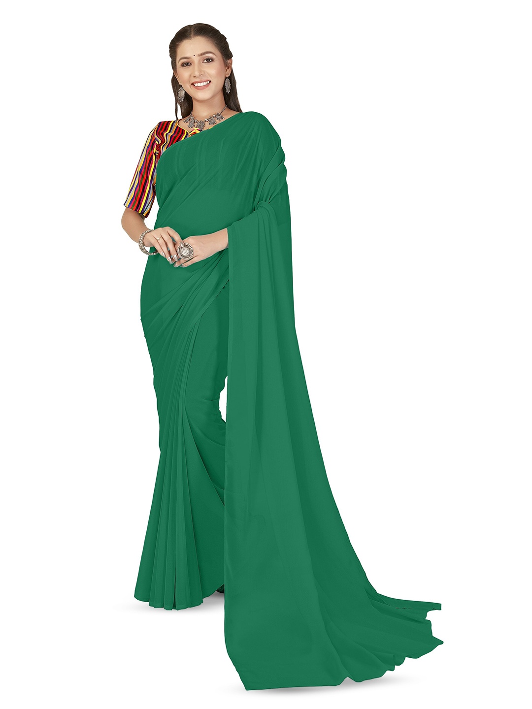 

ANAND SAREES Poly Georgette Saree, Green