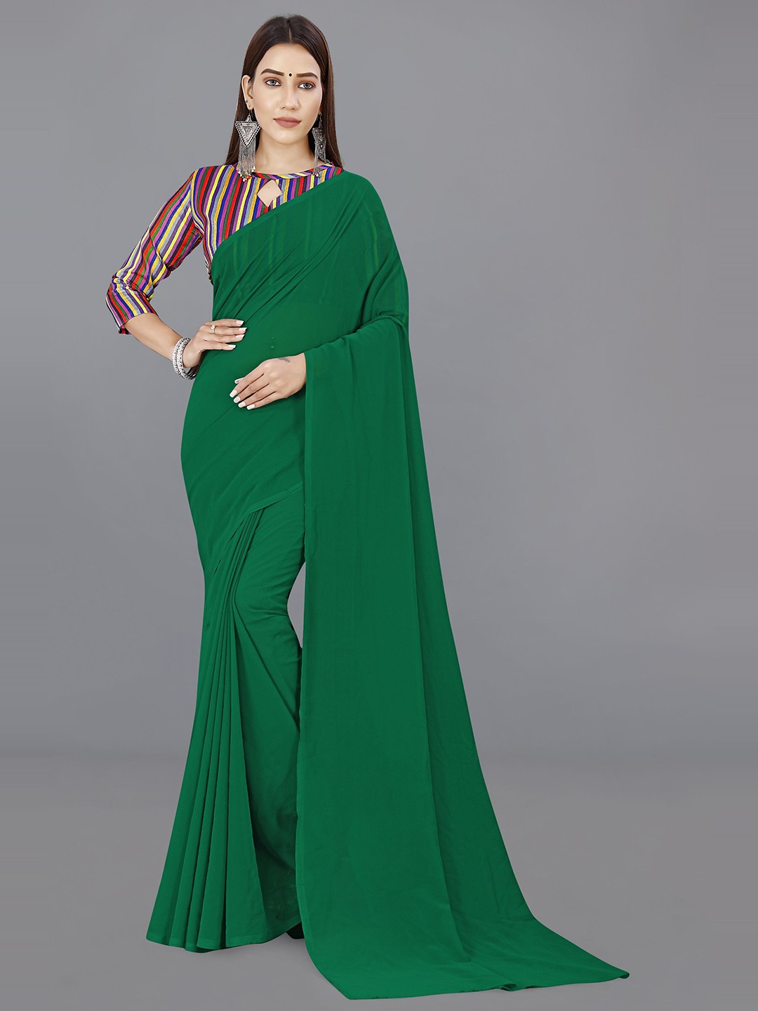 

ANAND SAREES Poly Georgette Saree, Green