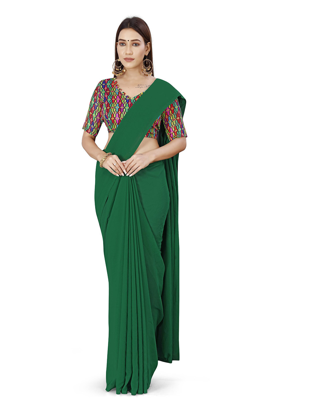 

ANAND SAREES Printed Georgette Saree, Green