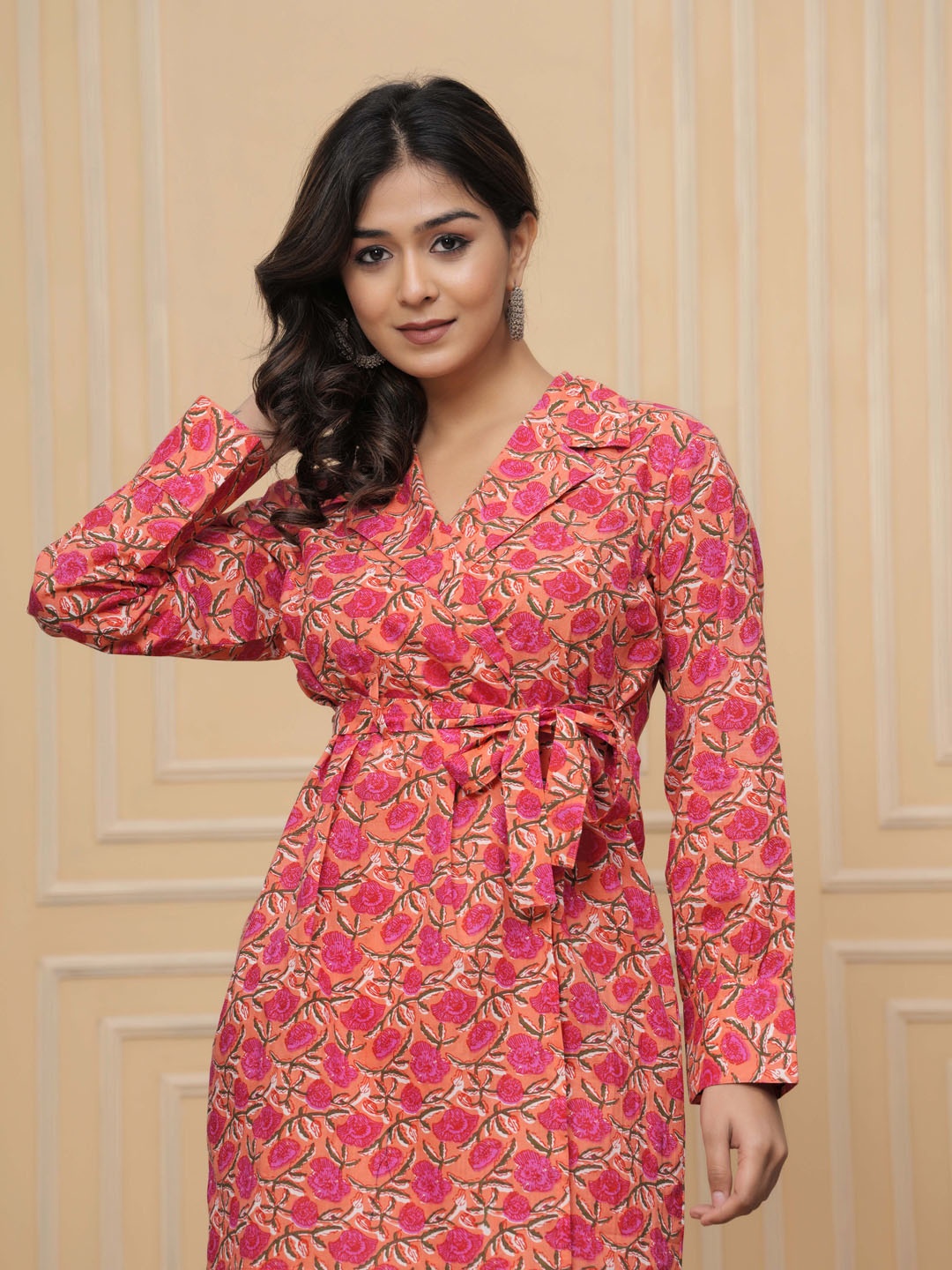 

AVYCO Floral Printed Pure Cotton Top With Trouser, Peach