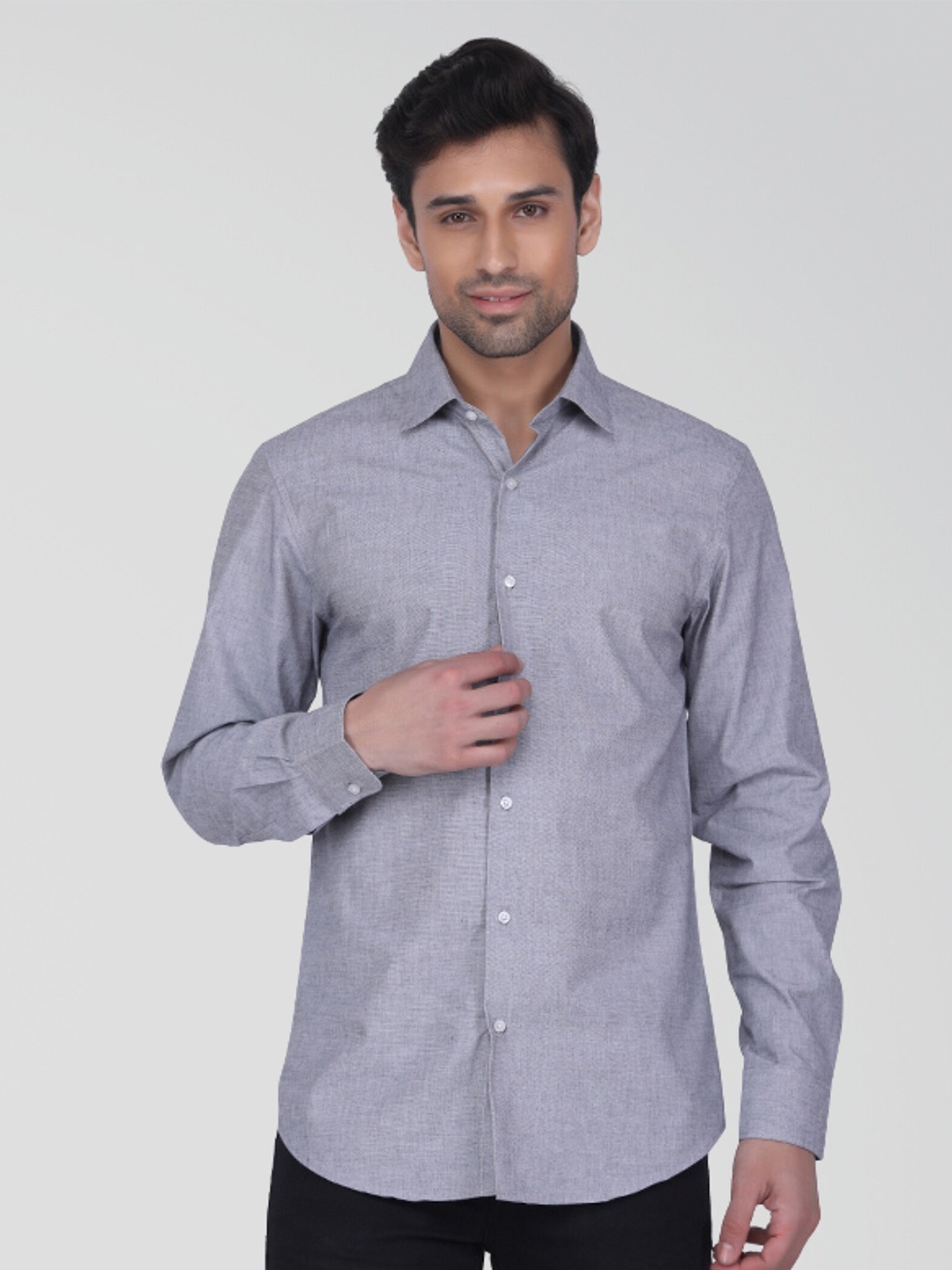 

Berkshire Smart Slim Fit Spread Collar Cotton Formal Shirt, Grey