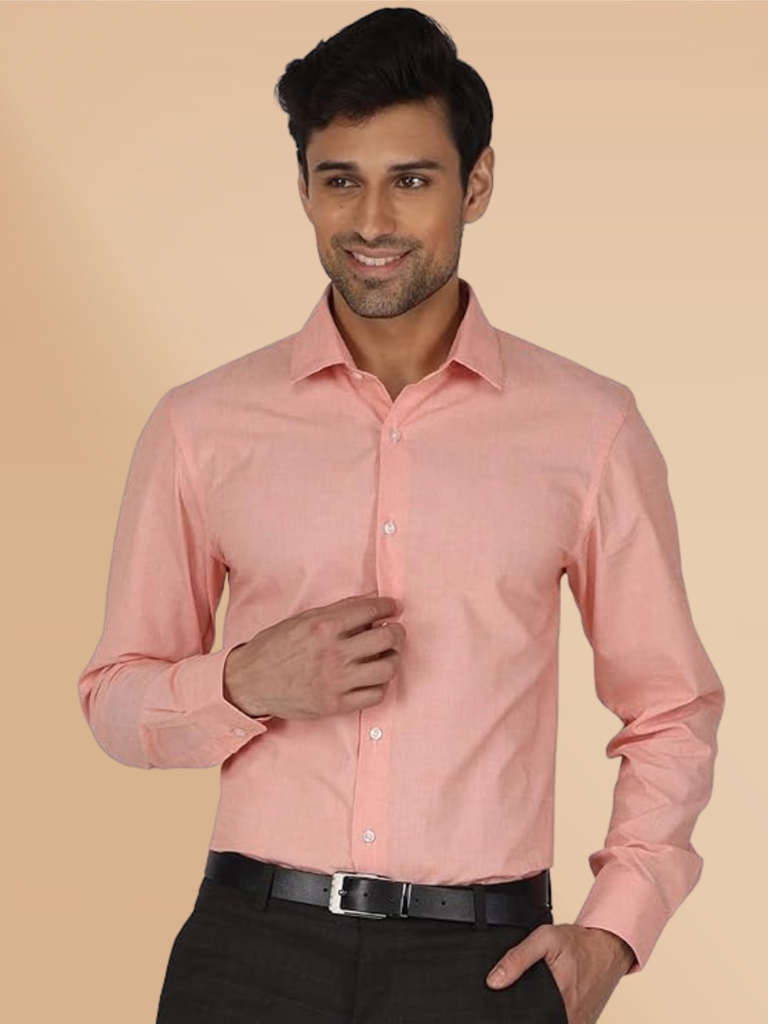 

Berkshire Smart Slim Fit Spread Collar Cotton Formal Shirt, Peach
