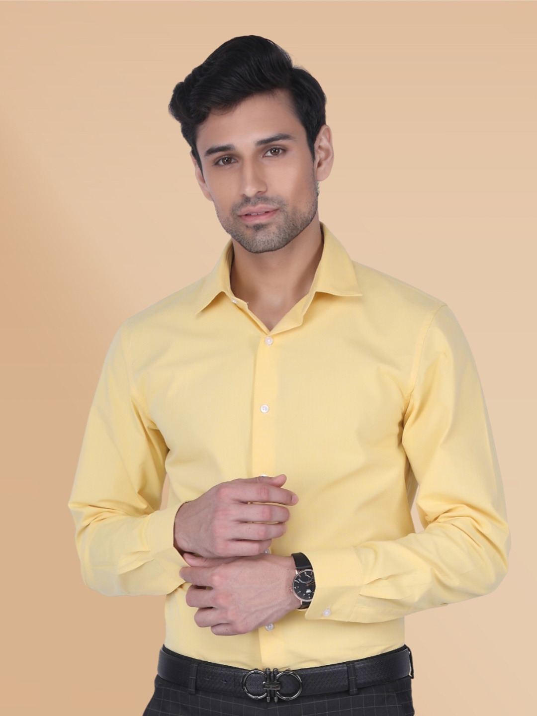 

Berkshire Smart Slim Fit Spread Collar Cotton Formal Shirt, Yellow