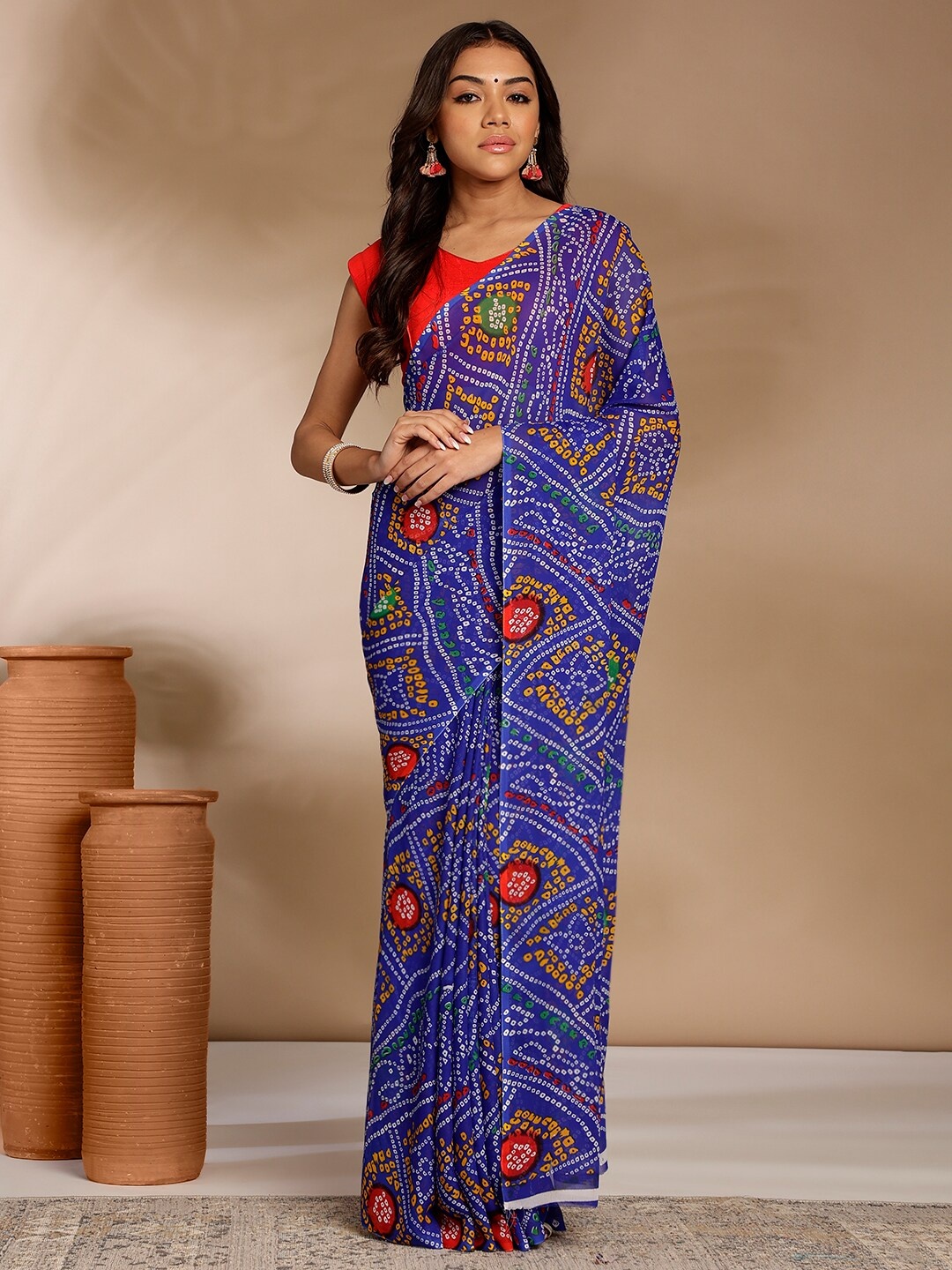 

Anouk Bandhani Printed Pure Georgette Saree, Blue