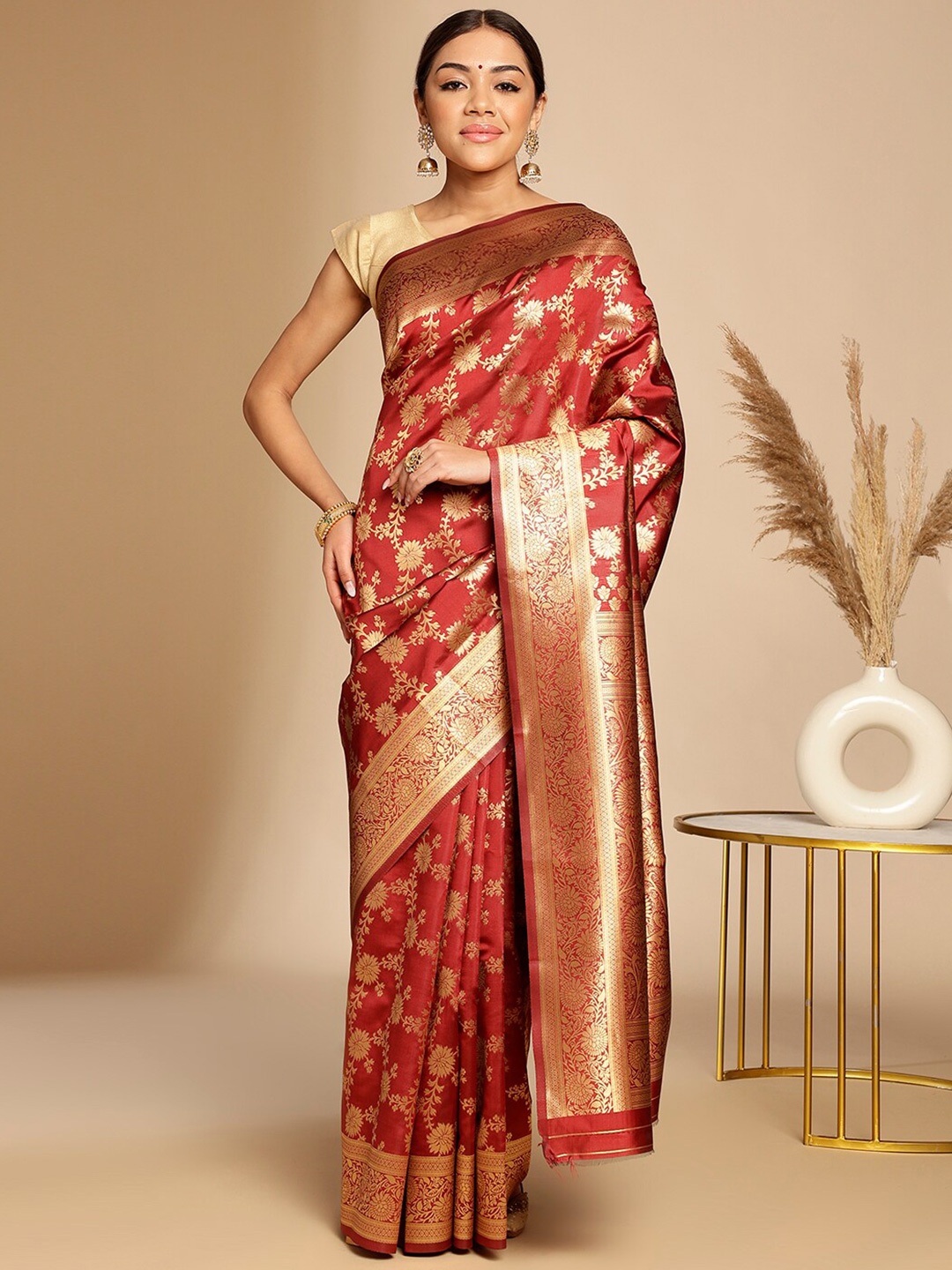 

Anouk Ethnic Woven Design Zari Art Silk Banarasi Saree, Maroon