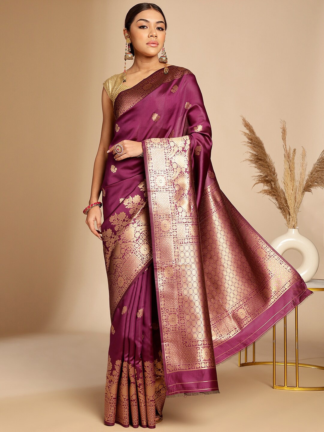 

Anouk Ethnic Woven Design Zari Art Silk Banarasi Saree, Purple