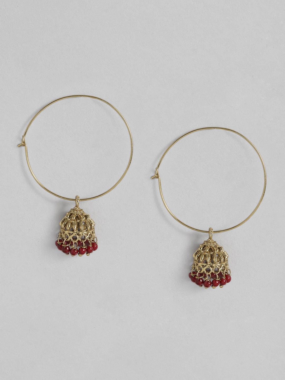 

Sangria Gold-Plated Circular Hoop Earrings, Maroon