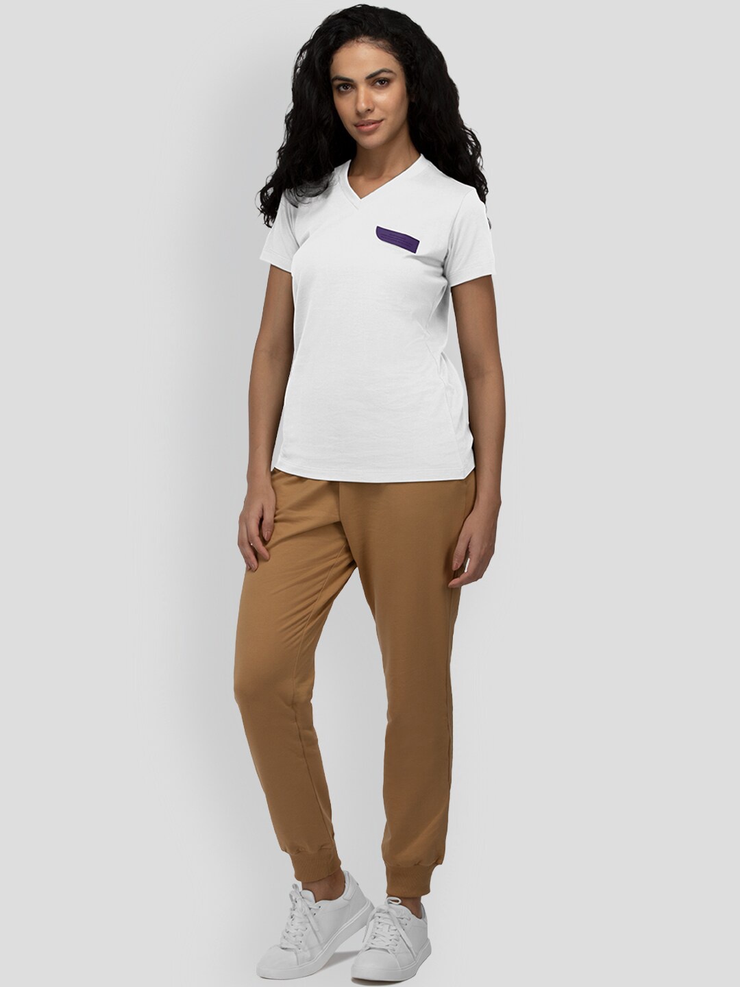 

PANGOLIN V-Neck Cotton Casual T-shirt, White